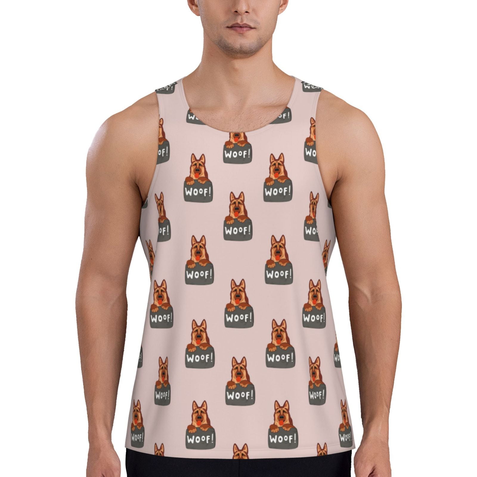 Gaeub German Shepherd Dog Men's Athletic Tank Top, Workout Sleeveless 