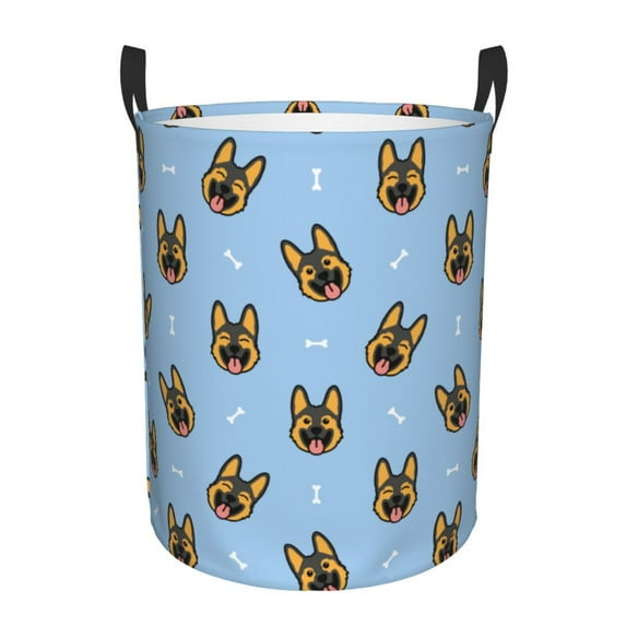 Gaeub German Shepherd Puppy Dirty Clothes Storage Basket, Toy Storage Bin for Storing Clothing, Diapers, Toys - Small