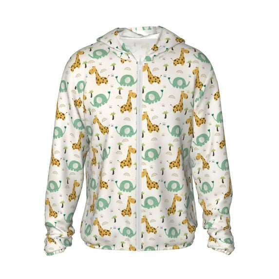 Gaeub Giraffe And Elephant Men's and Women's UPF 50+ Long-Sleeved Sun Protection Clothing, Fishing Shirt Long Sleeve Zip-XX-Large