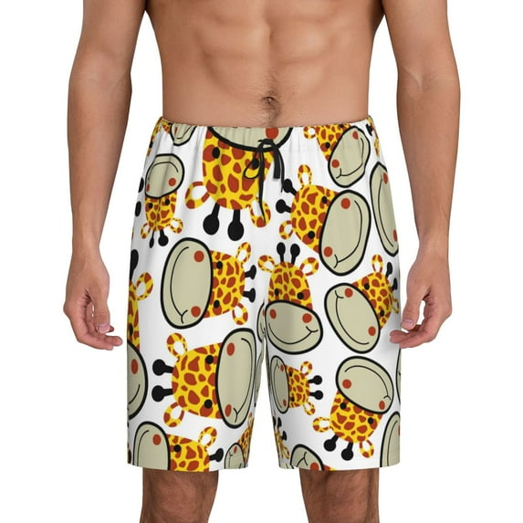 Gaeub Giraffes Head Printed Men's Short Pajama Pants, Lightweight Lounge & Sleep Bottoms Keep You Cool - X-Large