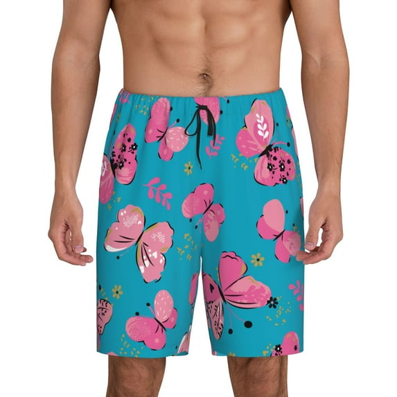 Gaeub Girl Butterfly Printed Men's Short Pajama Pants, Lightweight Lounge & Sleep Bottoms Keep You Cool - 3X-Large