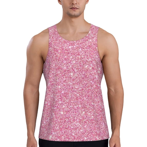 Gaeub Glitter Men's Athletic Tank Top, Workout Sleeveless Shirts, Running Tank Tops for Gym, Running, Training - X-Large