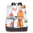thumbnail image 1 of Gaeub Gnome Camping Print Women's Leather Backpack,Travel Laptop Backpack,Fashion Ladies Leather Backpack Bag for Travel,Leather Drawstring Daypack for Me, 1 of 4