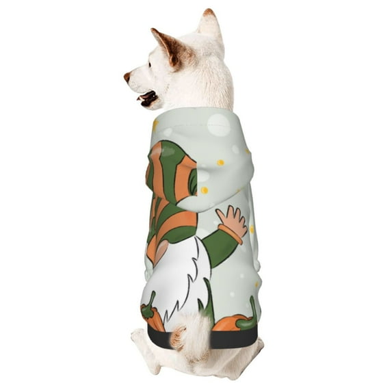 Gaeub Gnome Holding A Pumpkin Dog Hoodie Sweatshirts Warm Dog Clothes for Small Dogs,Puppy and Cat Costume-XX-Large