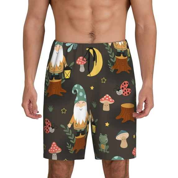 Gaeub Gnome Insect Frog Printed Men's Short Pajama Pants, Lightweight Lounge & Sleep Bottoms Keep You Cool - 3X-Large