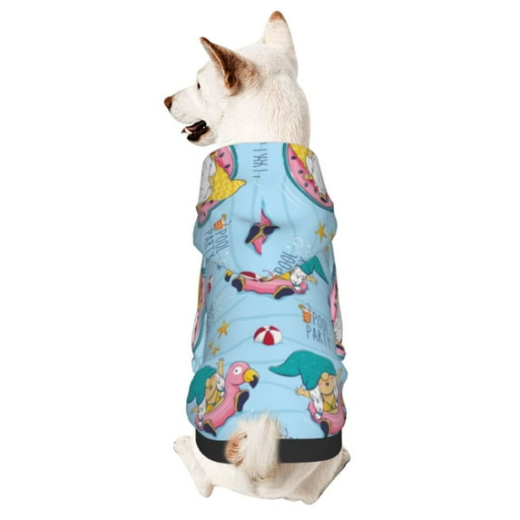 Gaeub Gnome Pool Party Dog Hoodie Sweatshirts Warm Dog Clothes for Small Dogs,Puppy and Cat Costume-