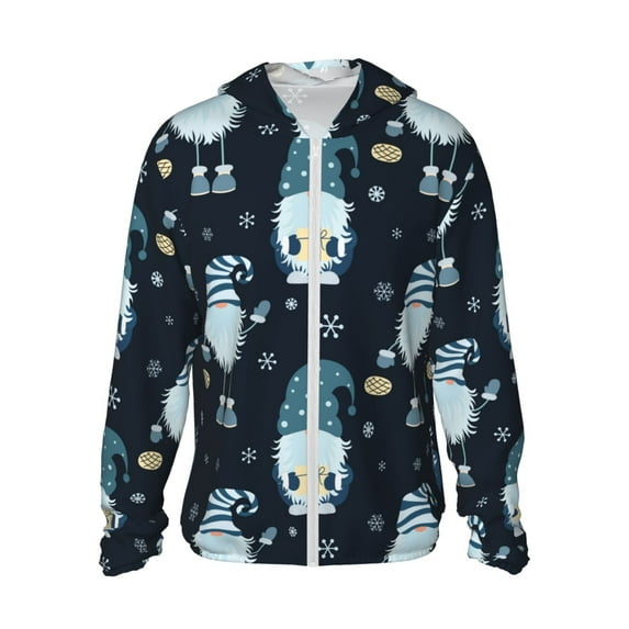Gaeub Gnome and Snowflakes Men's and Women's UPF 50+ Long-Sleeved Sun Protection Clothing, Fishing Shirt Long Sleeve Zip - 3X-Large