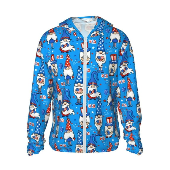 Gaeub Gnomes in USA Men's and Women's UPF 50+ Long-Sleeved Sun Protection Clothing, Fishing Shirt Long Sleeve Zip - Medium
