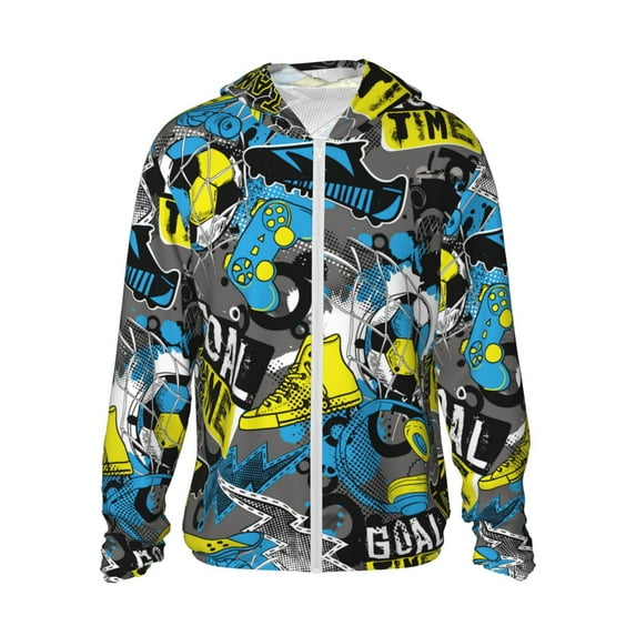 Gaeub Goal Time Men's and Women's UPF 50+ Long-Sleeved Sun Protection Clothing, Fishing Shirt Long Sleeve Zip - X-Large