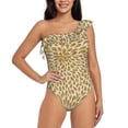thumbnail image 1 of Gaeub Gold Drops Women's One Shoulder Ruffle Tummy Control Swimwear for Swimming Surfing Beach Party - XX-Large, 1 of 8