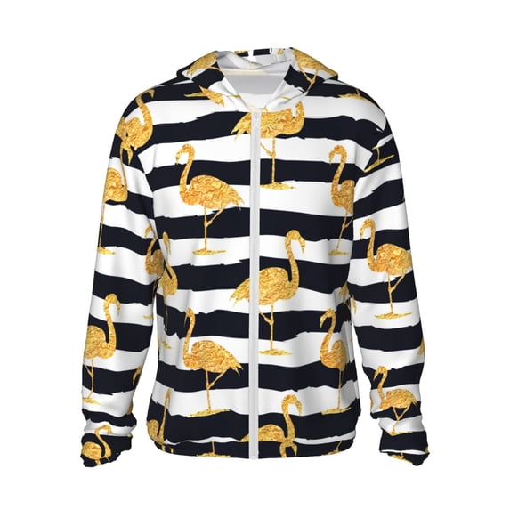 Gaeub Gold Flamingo Men's and Women's UPF 50+ Long-Sleeved Sun Protection Clothing, Fishing Shirt Long Sleeve Zip - Medium