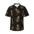 thumbnail image 1 of Gaeub Gold Glitter Pineapples Print Men's Hawaiian Shirt,Button Down Short Sleeves Shirts,Tropical Beach Casual Button Down Shirts,3X-Large, 1 of 7