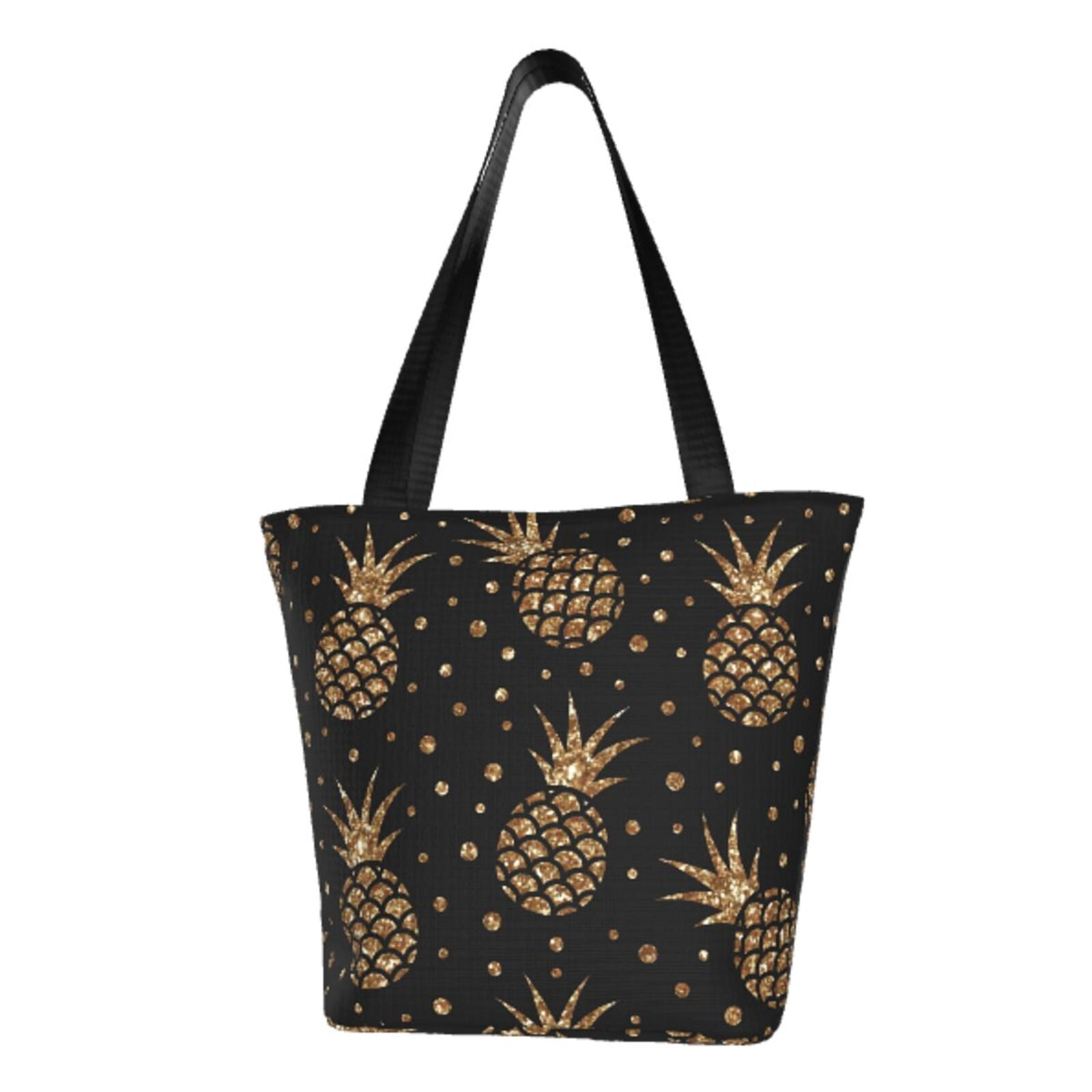 White Gold Pineapple Purse Print Leather Tote Bag main image 1