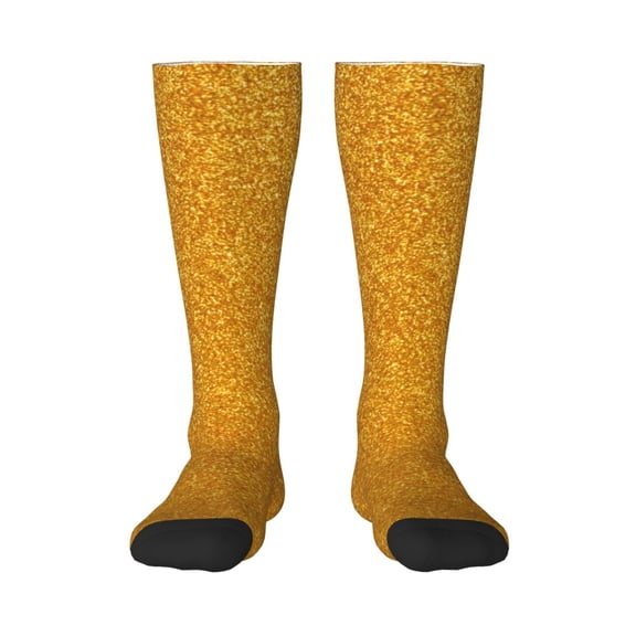 Gaeub Gold Glitter Printed Design Socks Stretchy High Tube Socks for Men Women Teens , Softball Soccer Socks for Hiking, Sport