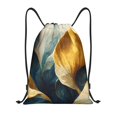 thumbnail image 1 of Gaeub Golden Blue Leaf Design Drawstring Backpack Bag Sport Gym Sackpack Heavy Duty String Backpack for Men Women-Medium, 1 of 6