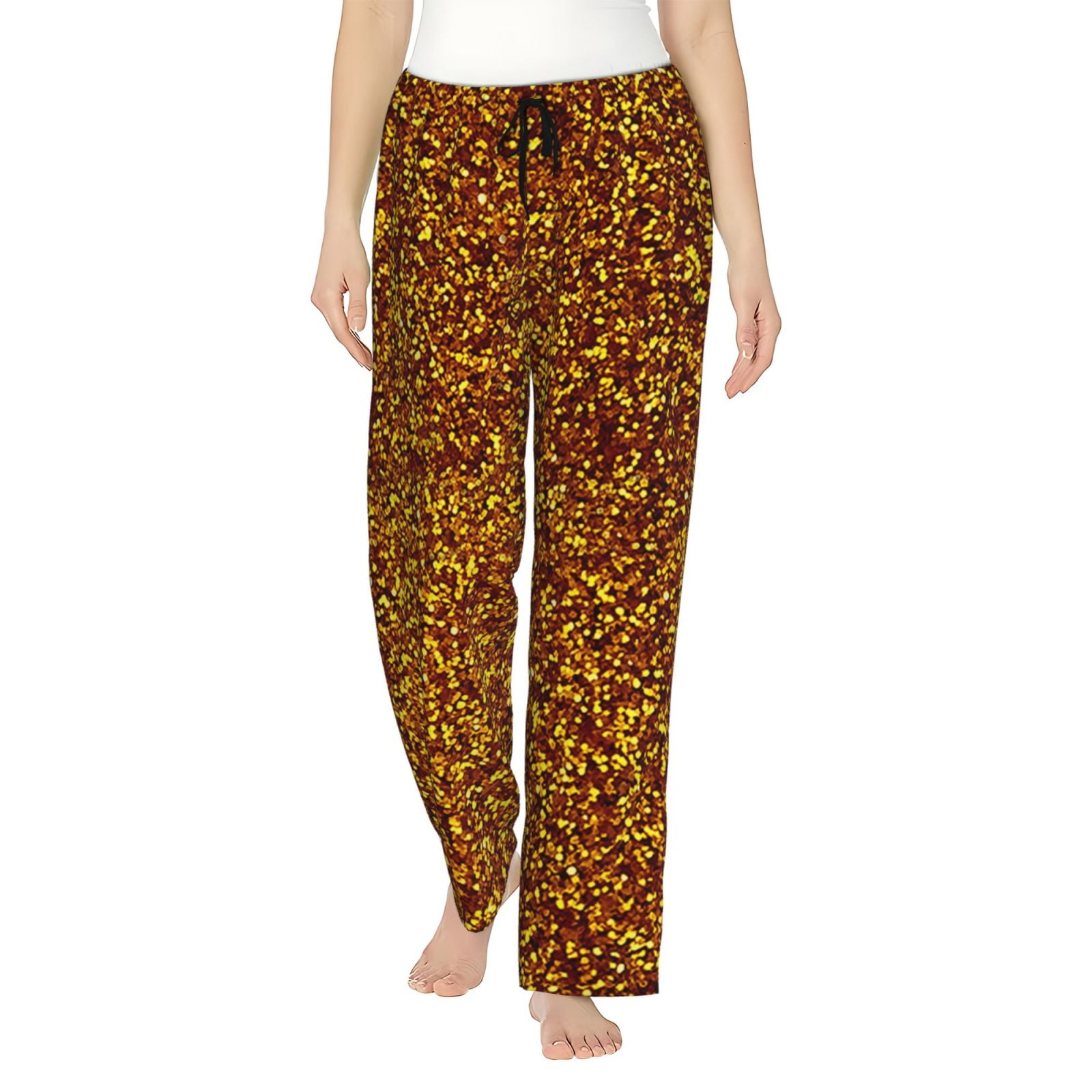 Gaeub Golden Glitter Soft Pajama Pants for Women, Wide Leg Comfy Casual ...