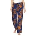 thumbnail image 1 of Gaeub Golden Maple on Navy Blue Soft Pajama Pants for Women,&nbsp;Wide Leg Comfy Casual Lounge Yoga Capri Pants Wide Leg-Small, 1 of 6