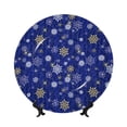 thumbnail image 1 of Gaeub Golden Snowflakes Royal Blue Print Ceramic Plate,Dinner Plates,Bone China Decorative Plates with Display Stand,Art Ceramic Ornaments for Wall Hanging Decoration-8in, 1 of 6