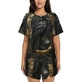 thumbnail image 1 of Gaeub Gothic Raven Portrait Women's Short Sleeve Pajama Set Soft Sleepwear Pjs Short Sleeve Button Down Nightwear with Long Pants-, 1 of 6