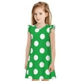 Gaeub Green And White Polka Dot Girls Pajamas Dress, Comfortable