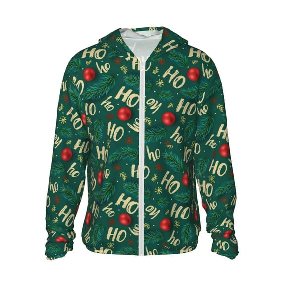 Gaeub Green Background With Ho Men's and Women's UPF 50+ Long-Sleeved Sun Protection Clothing, Fishing Shirt Long Sleeve Zip-XX-Large