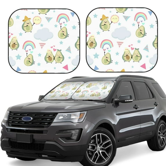 Gaeub Green Blue Avocado Foldable Auto Sun Blocker Visor, Sunshade for Car Front Window, Keeps Your Vehicle Cool - Small