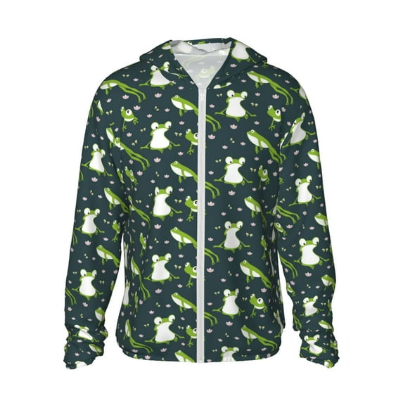 Gaeub Green Frogs Men's and Women's UPF 50+ Long-Sleeved Sun Protection Clothing, Fishing Shirt Long Sleeve Zip-3X-Large