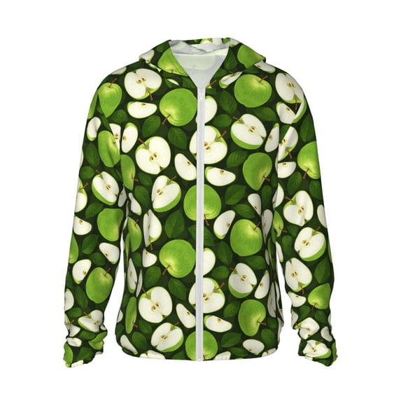 Gaeub Green Fruit Men's and Women's UPF 50+ Long-Sleeved Sun Protection Clothing, Fishing Shirt Long Sleeve Zip-Small