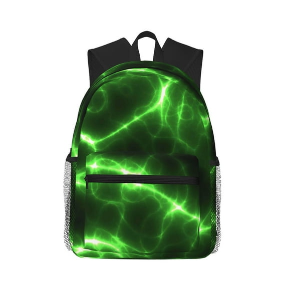 Gaeub Green Lightning School Backpack Waterproof Bookbag for Men Women College High School Bags