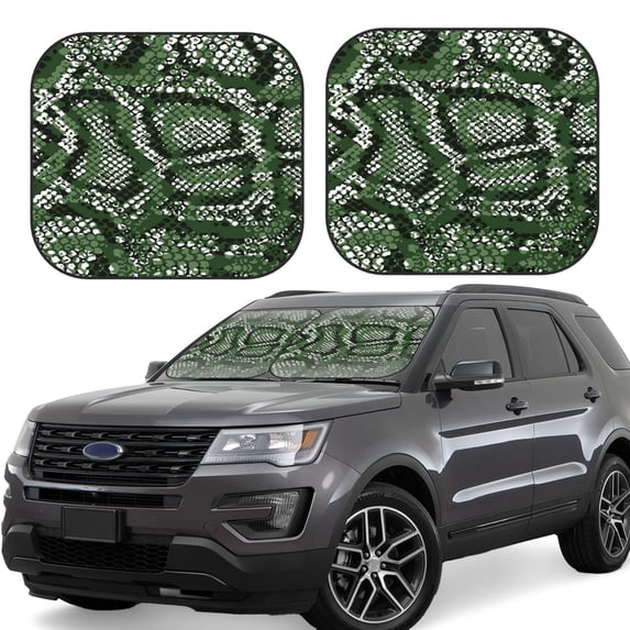 Gaeub Green Snakeskin Foldable Auto Sun Blocker Visor, Sunshade for Car Front Window, Keeps Your Vehicle Cool - Small