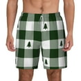 thumbnail image 1 of Gaeub Green White Lumberjack Plaid Mens Swim Trunks Stretch Beach Shorts Quick Dry for Men Swim Shorts Swimwear with Pockets- Small, 1 of 9