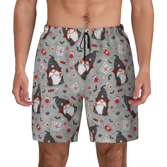 Gaeub Halloween Gnome Mens Swim Trunks Stretch Beach Shorts Quick Dry for Men Swim Shorts Swimwear with Pockets- 3X-Large