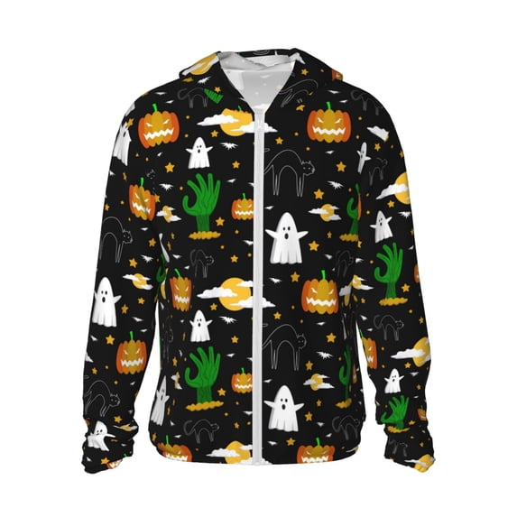 Gaeub Halloween Men's and Women's UPF 50+ Long-Sleeved Sun Protection Clothing, Fishing Shirt Long Sleeve Zip-X-Large