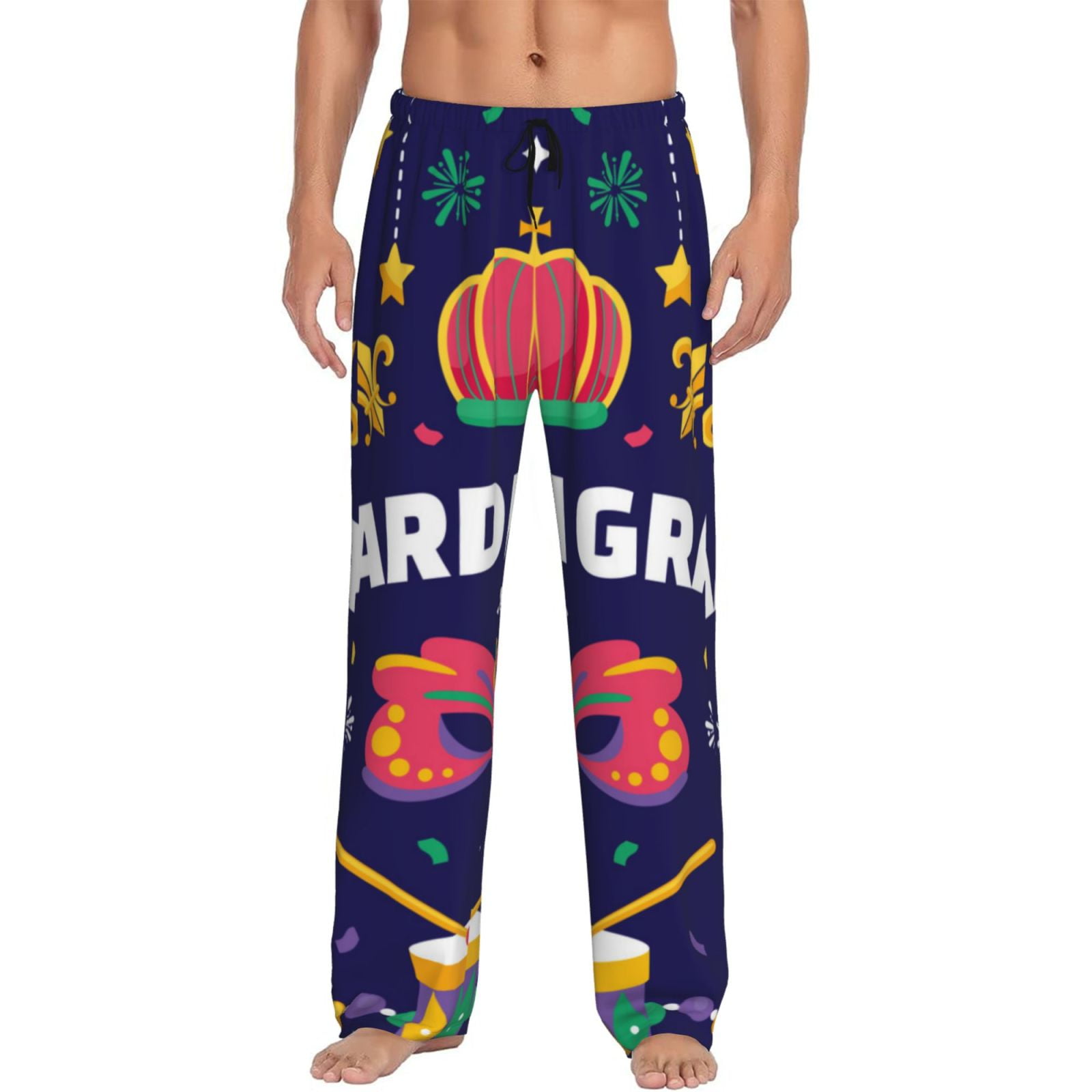 Gaeub Happy Mardi Gras Men's Soft Pajama Pants with Elastic Waist