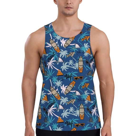 Gaeub Hawaiian Style Men's Athletic Tank Top, Workout Sleeveless Shirts, Running Tank Tops for Gym, Running, Training - XX-Large