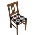 thumbnail image 1 of Gaeub Heart Black Buffalo Plaid Gingham Square Chair Seat Covers, Stretch Fitted Printed Chair Seat Cushion Cover for Kitchen, Office - One Size, 1 of 9