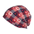 thumbnail image 1 of Gaeub Heart Plaid Knit Cuffed Beanie Top Level Beanie Men Women Winter Knit Caps Soft Ski Hat, 1 of 7