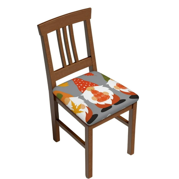 Gaeub Hello Fall Gnomes Square Chair Seat Covers, Stretch Fitted Printed Chair Seat Cushion Cover for Kitchen, Office-Four Pieces