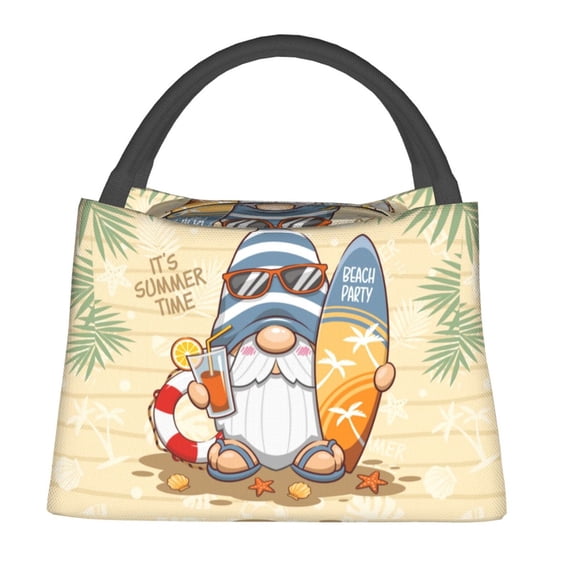 Gaeub Hello Summer Cute Gnome Collapsible Cooler Bag Insulated,Leakproof Food Bag for Hot or Cold Food Delivery,Travel Insulated Bag, or Beach Cooler Bags