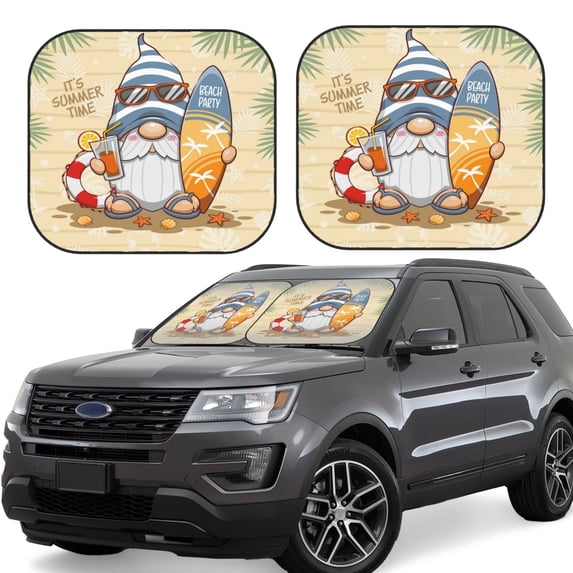 Gaeub Hello Summer Cute Gnome Foldable Auto Sun Blocker Visor, Sunshade for Car Front Window, Keeps Your Vehicle Cool - Medium