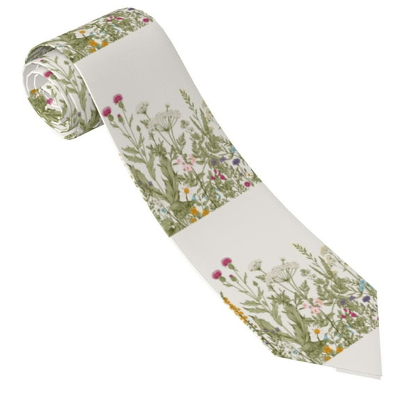 Gaeub Herbs and Wildflowers Men's Classic Woven Jacquard Necktie Perfect for Weddings & Parties