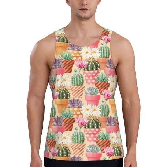 Gaeub High Detail Succulent Men's Athletic Tank Top, Workout Sleeveless Shirts, Running Tank Tops for Gym, Running, Training - 3X-Large