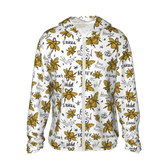 Gaeub Hohey Bee Golden2 Men's and Women's UPF 50+ Long-Sleeved Sun Protection Clothing, Fishing Shirt Long Sleeve Zip - Large