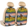 thumbnail image 1 of Gaeub Horse Sunflowers Print Anti-Kick Storage Mat for Car Seats 2 Pcs, Car Kick Mats with 3 Pocket Protector, Essential Car Seat Protector for Child Car Seat,Car Seat Protector, 1 of 8