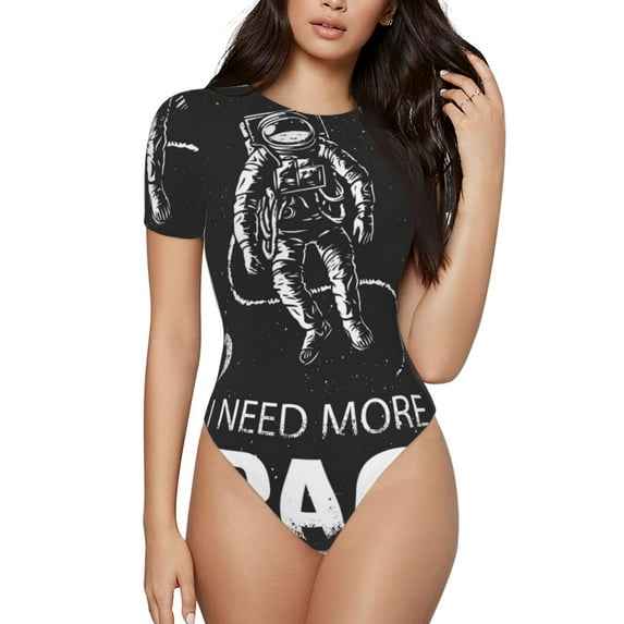 Gaeub I Need More Space Women'S Short Sleeve One Piece Swimsuit Sexy High-Waisted Bodysuit For Swimming, Beach, Sports - Medium