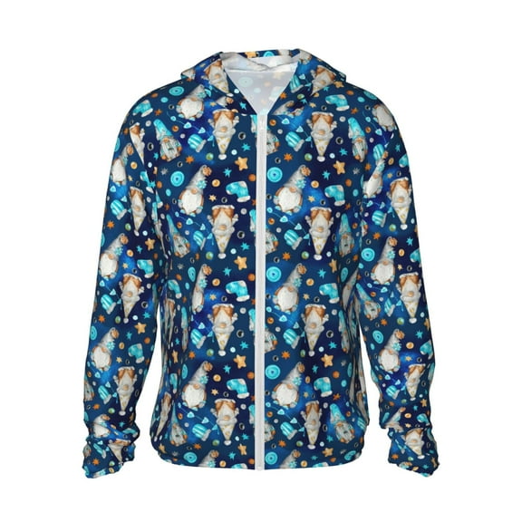 Gaeub Ice blue old man cute winter Men's and Women's UPF 50+ Long-Sleeved Sun Protection Clothing, Fishing Shirt Long Sleeve Zip-Small