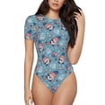 thumbnail image 1 of Gaeub Independence With Gnome Women'S Short Sleeve One Piece Swimsuit Sexy High-Waisted Bodysuit For Swimming, Beach, Sports - Small, 1 of 9