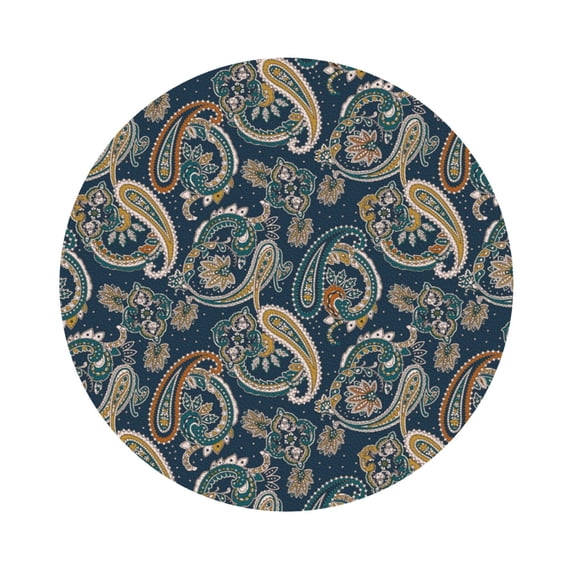 Gaeub Indian Paisley 2 Print 6 Pcs Leather Coasters for Drinks ,Drink Coasters Sets,Drink Table Cup Coasters for Living Room Kitchen Coffee Decor,Round Shape