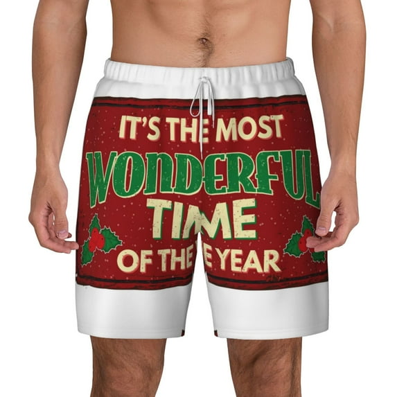 Gaeub It's The Most Wonderful Time Of The Year Mens Swim Trunks Stretch Beach Shorts Quick Dry for Men Swim Shorts Swimwear with Pockets- Large