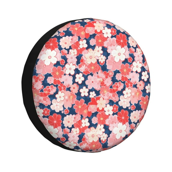 Gaeub Japanese Cherry Blossoms 14-17in Tire Cover, Spare Tire Cover, for Camper Caravan, Trailer, Car, Truck, SUV, Jeep - 14 inch